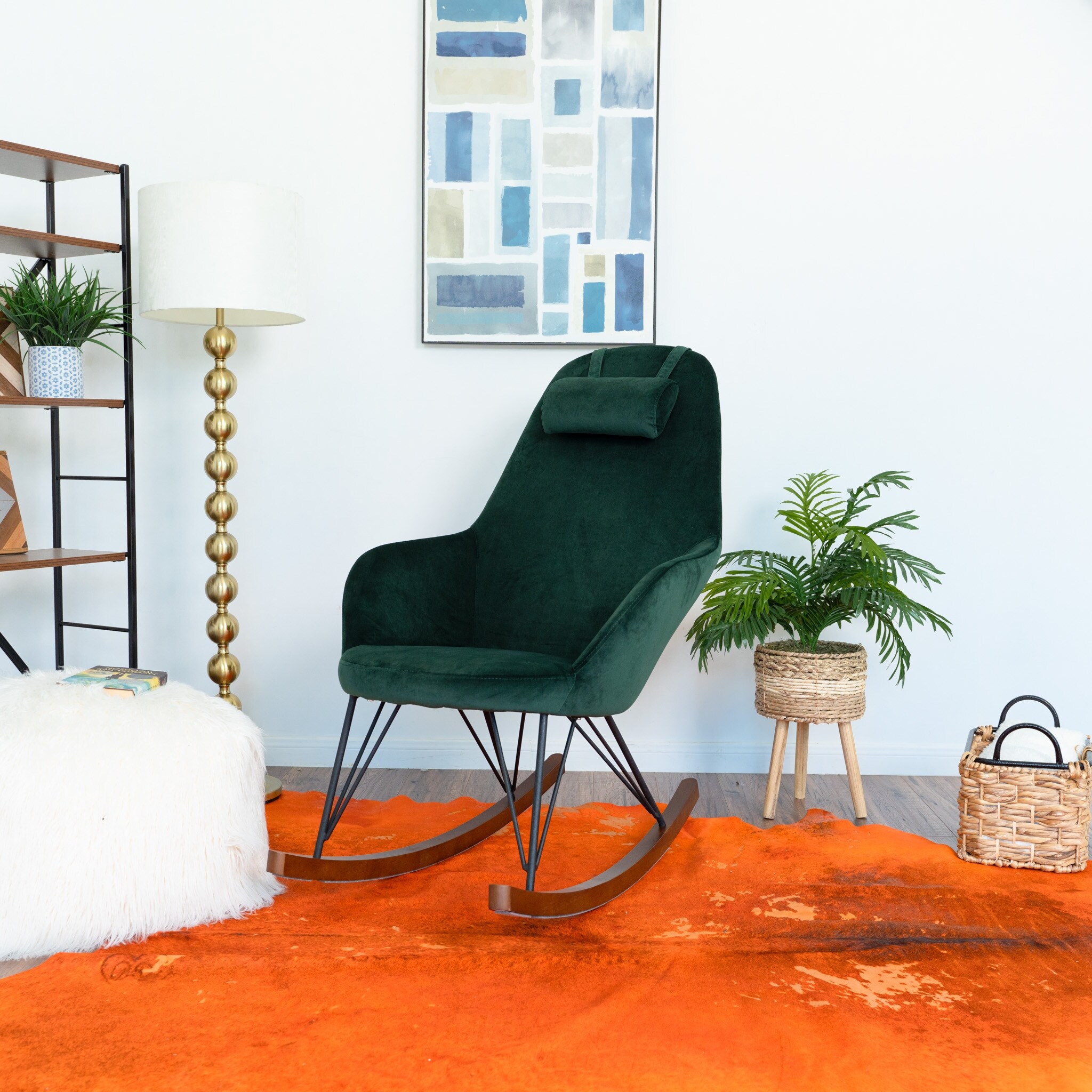 Italia Mid Century Modern Glider Rocking Chair for Nursery On